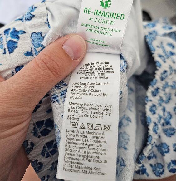 🆓 FREE J. Crew Factory Petite Blue White Printed Linen Blend Drawstring Pant 2P - Picture 4 of 8